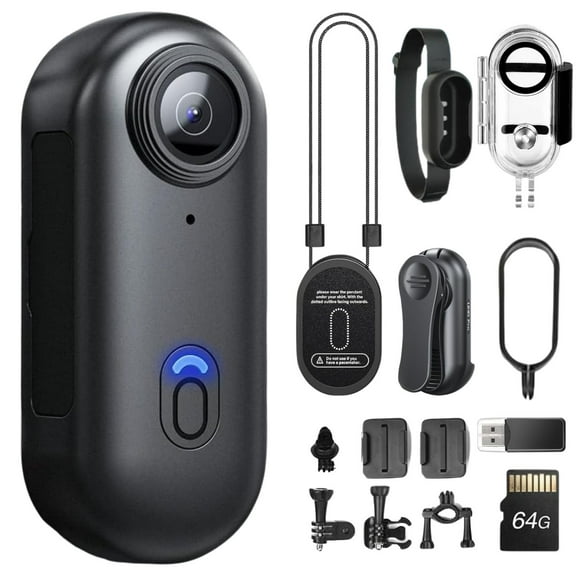 4K Body Camera, Thumb Size Cam,Wearable Camera with 360°Rotatable Clip & Magnetic Clip,120 Minutes for Recording,Take for Lecture, Traveling,Pet Walking and Outdoors Activities (4K-64G)