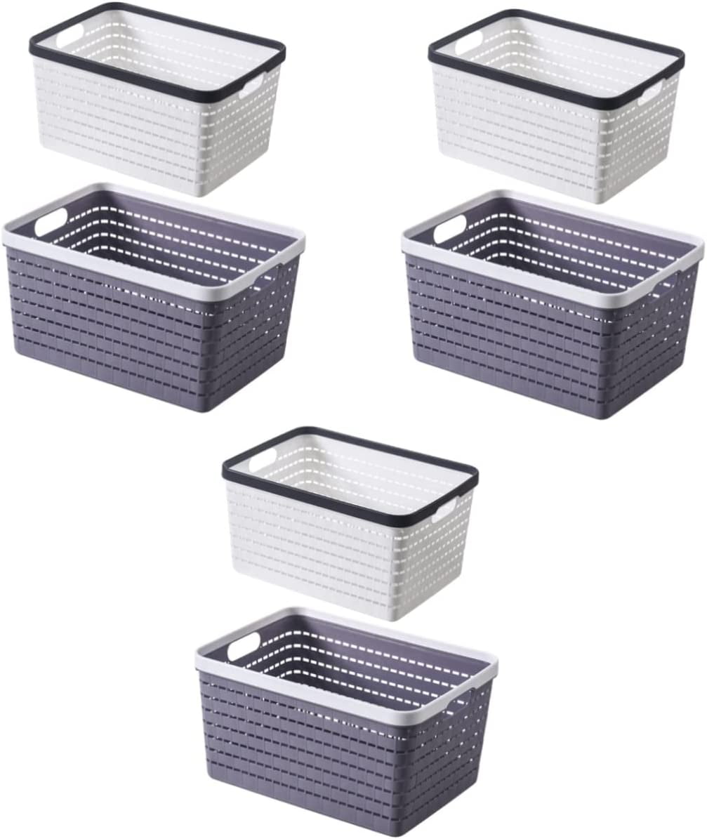 UMMH 6 Pcs Plastic Storage Basket Toys Storage Organizer Weave Basket