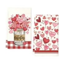 PuSpu Valentine's Day Decoration 2-pack Happy Valentines's Day Kitchen Towels 23.6x15.8 Inches Drying Cloth Tea Towel Suitable For Cooking And Baking