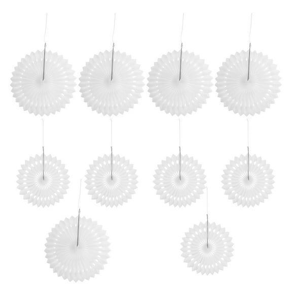 Masteelf 10 Pcs Party Snowflake Paper Fan Decorative Fan Vibrant Paper Fans 10pcs White