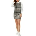 thumbnail image 2 of MODA NOVA Junior's Contrast Peter Pan Collar Long Sleeve Check Shift Dress, 2 of 5