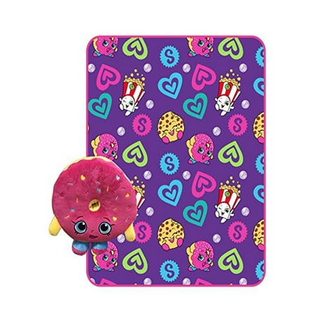 shopkins fleece throw blanket for kids and plush stuffed toy pillow