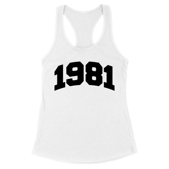 1981 College Style Tank Top Fitted Racerback Women's Large White