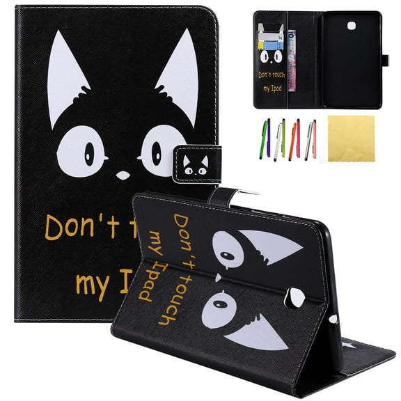 Galaxy Tab A 8.0 2018 Case, Allytech PU Leather Flip Foilo Stand Case Cover with Credit Card Slots & Strong Magnetic Clasp for Samsung Galaxy Tab A 8.0 (Model: SM-T387), Cool Cat