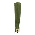thumbnail image 3 of FSJ Women Trendy Pointed Toe Medium Chain Heel Knee High Boots Stretch Side Zipper Evening Work Outfit Shoes Size 16 Green, 3 of 5
