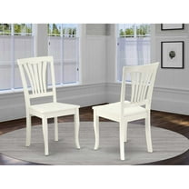East West Furniture Avon 23" Wood Dining Chairs in Linen White (Set of 2)