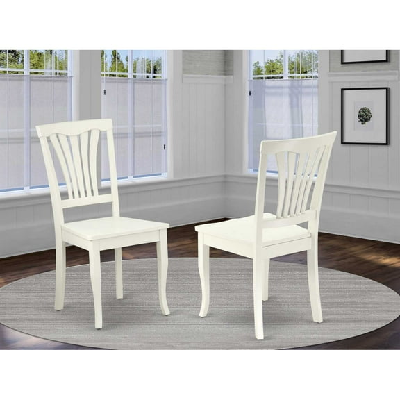 East West Furniture Avon 23" Wood Dining Chairs in Linen White (Set of 2)