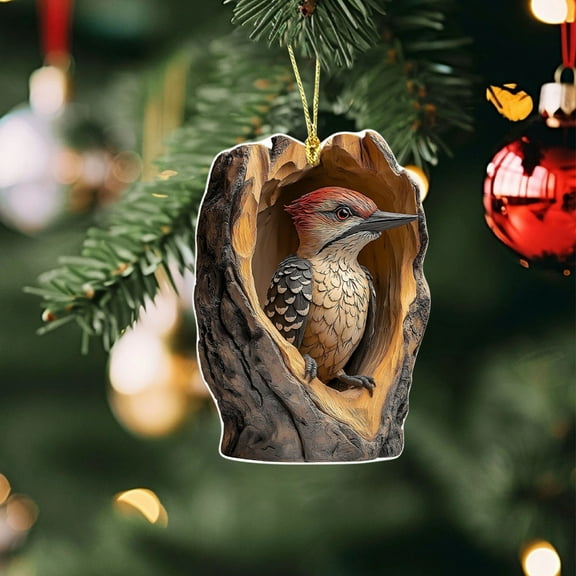 Handmade Animal Christmas Ornaments, Generic Animal Christmas Ornament, Christmas Tree Animal Pattern 2D Acrylic Ornament,Forest Animal Hanging Decorations for Xmas Decor