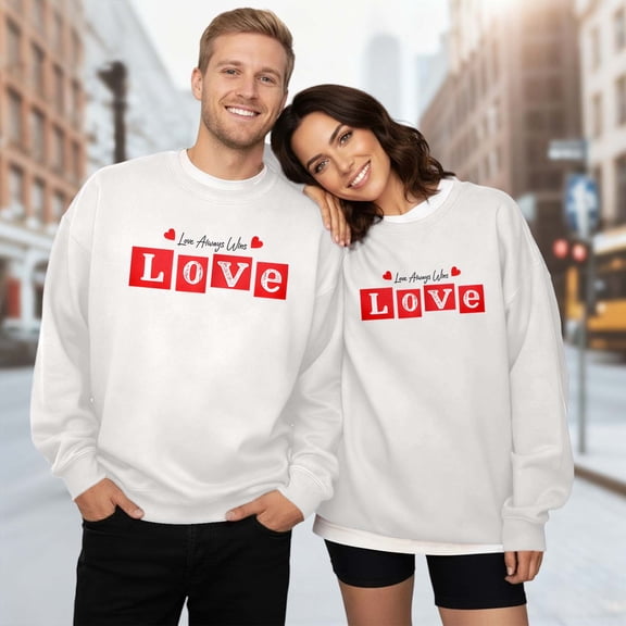 Sweatshirt for Couples Mens Sweatshirt Husband and Wife Matching Outfits Mens Sweatshirts Crewneck Lover Long Sleeve Sweater for Valentines Day Holiday Sweatshirts for Women