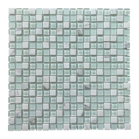 Mini Glass Gems Mosaic Tiles - Glass Tile Stone Mosaic Decorative Wall Tile for Kitchen Backsplash (4 Pack)