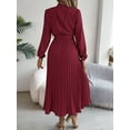 thumbnail image 5 of Yesfashion Autumn and Winter Elegant Women's Dress Stand Up Collar Long Sleeved Waist Cinched Long Skirt, 5 of 8