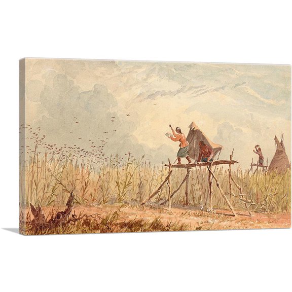 ARTCANVAS Guarding The Corn Fields Canvas Art Print by Seth Eastman - Size: 12" x 8" (0.75" Deep)