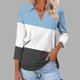 thumbnail image 2 of Camiseta de Solapa de Cuello en V de la Manga Superior de 3/4 de las Mujeres, Uso Diario Cómodo Casual, 2 of 9