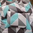 thumbnail image 5 of Move Over Teal Plaid Bedding Sets King Geometric Duvet Cover Set Chevron Pattern Microfiber No Filling, 5 of 8
