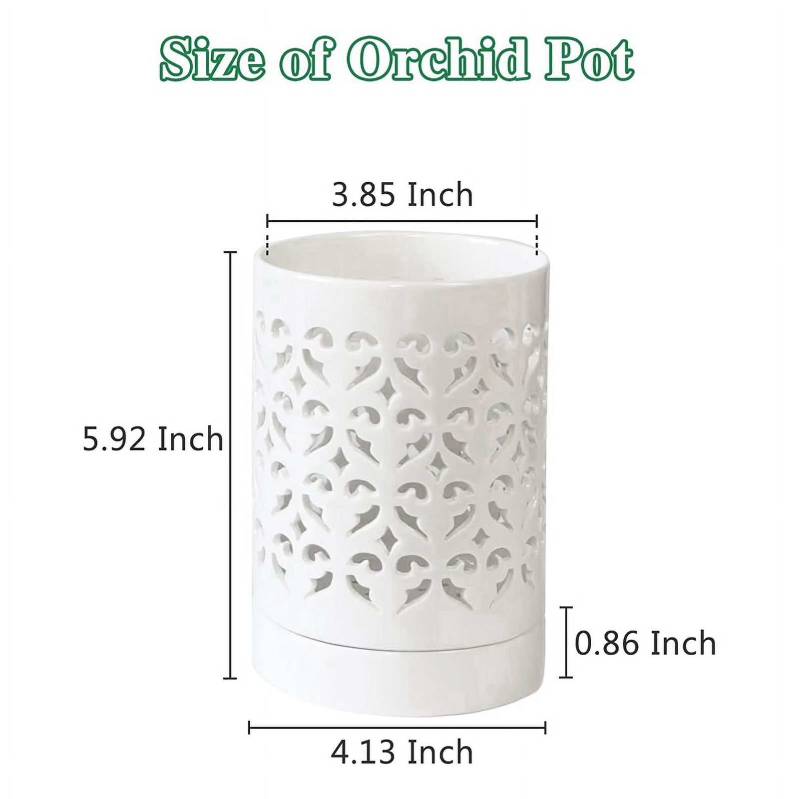 2X Orchid Pots with Holes,4 Inch Ceramic Orchid Pot for Repotting, Flower Planter Pot Indoor Outdoor, Breathable White