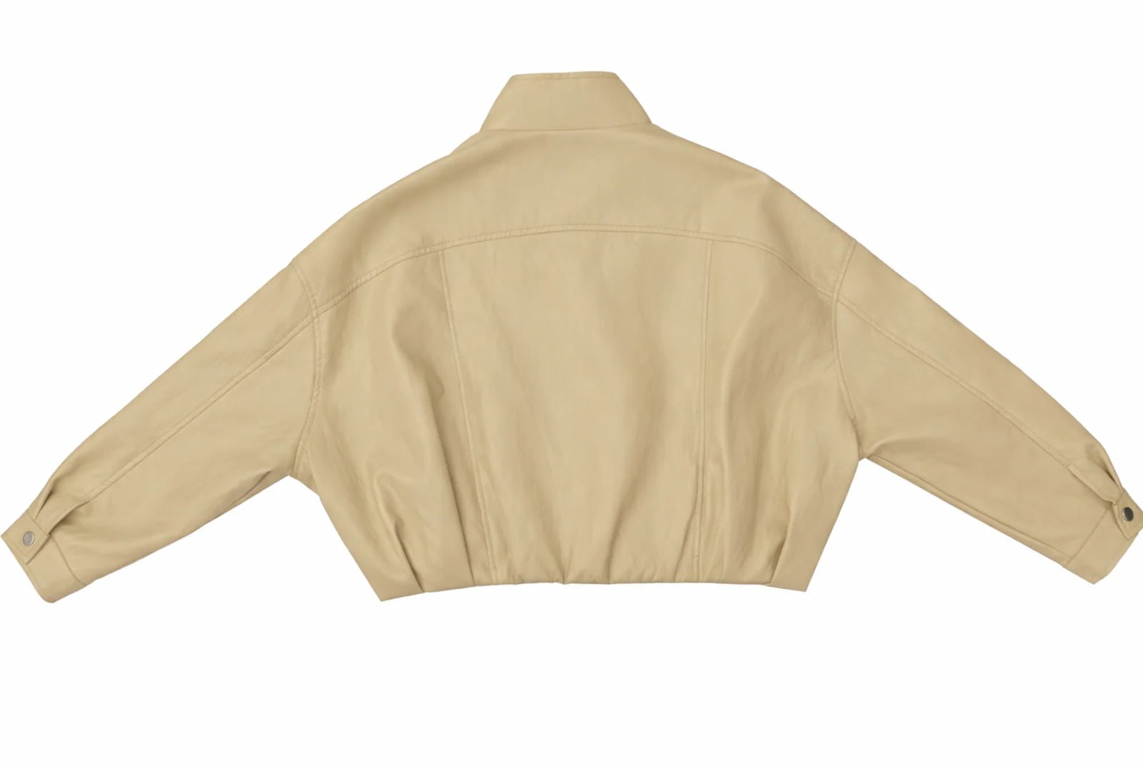 Forever 21 Faux Leather Belted Cropped Jacket, Color-Cream, Size-S