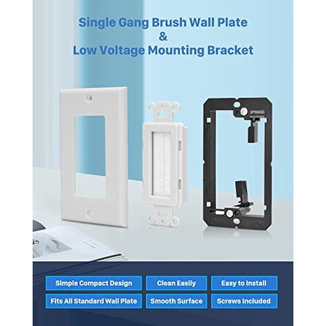 Paquete de 3 placas de pared de un solo cepillo con soporte de montaje
