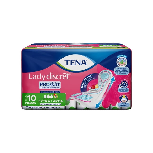 Toalla femenina Tena Lady Discret extra larga 10 pzas