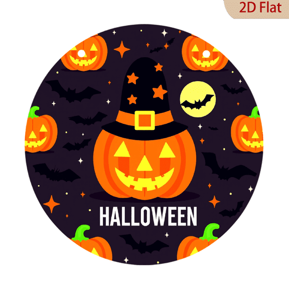 Single Piece, Aluminum Happy Halloween Black Pumpkin Design Flat Print Metal Sign, Round Iron Wall Decorative Signs & Plaques 8-Inch, Aluminum Foil Engraving Art, Ideal for Bar, Cafe, Club