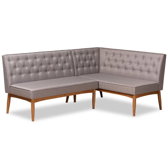 Dining Banquette Set Fabric Upholstered Wood 2 Piece Gothic Glamour Bench