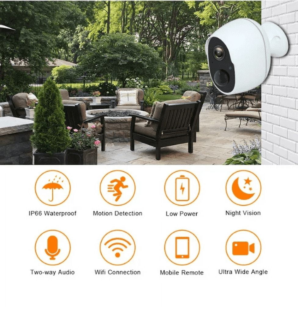 HLONK WiFi Rechargeable Battery Powered Wireless Camera, HLONK 1080P Home Security Camera Outdoor,PIR Alarms,Night Vision,2-Way Audio,Waterproof,Low Power Consumption