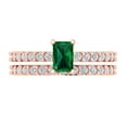 thumbnail image 2 of Clara Pucci 18K Rose Gold Emerald Cut 0.5Ct Simulated Emerald Engagement Ring + Matching Band - Luxury Box Included, 2 of 7