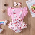thumbnail image 4 of Vedolay 2 Piece Sets For Girl Girl's 2 Piece Outfits Rib Knit Notched Neck Crop Tank Top and Floral Belted Shorts Set,Pink 9-12 Months, 4 of 5
