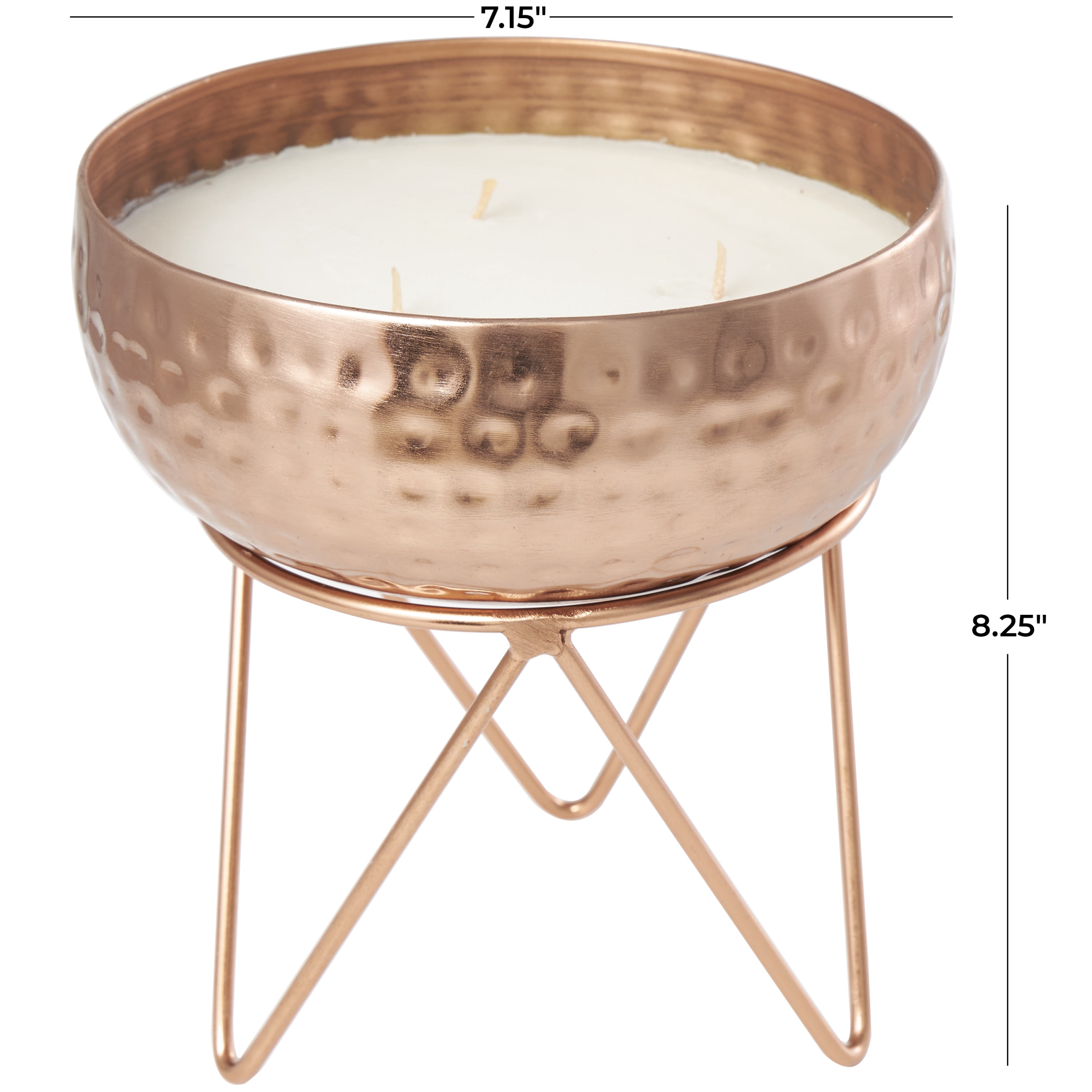 CosmoLiving by Cosmopolitan Copper Metal Vanilla Marshmallow Scented Hammered 30 oz 3 Wick Candle with White Wax