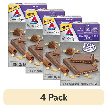 (4 pack) Atkins Endulge Treat, Crunchalicious Bar, Keto Friendly, 5 Count