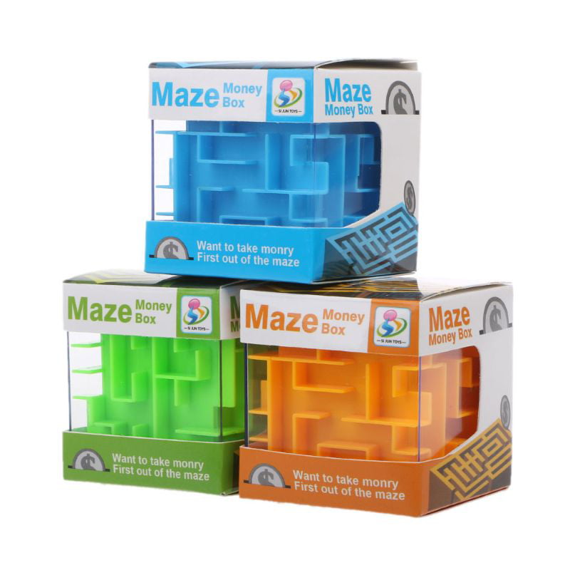3D Cube puzzle money maze bank saving coin collection case box fun brain game—JM 