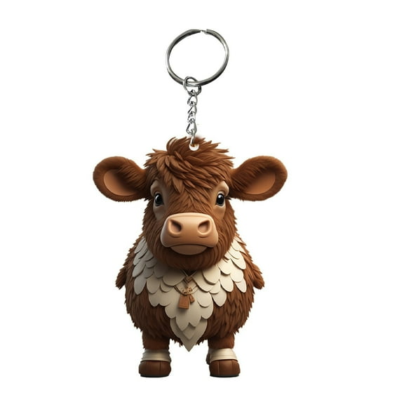 BAOPAI Creative Carstoon Yak Cow Pendant Keychain - Highland Cow Series Acrylic Keyring for Bag Keys Phone Decorations Cute and Durable Gift Idea for Everyone