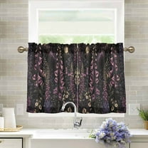 Yayeee Kitchen Curtains Light Filtering 27"x24" Rod Pocket Short Cafe Window Panel, Dark Gothic Floral