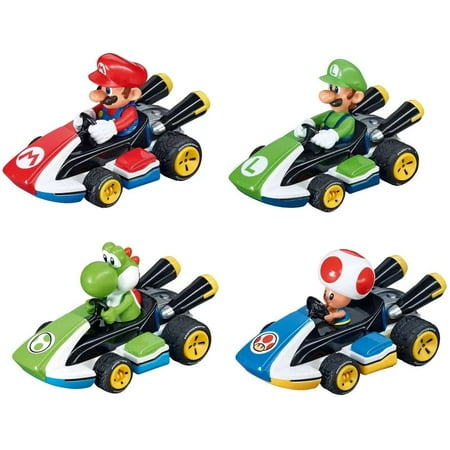 Super Mario Pull & Speed Toad, Yoshi, Mario & Luigi Vehicle 4-Pack