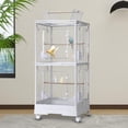 thumbnail image 4 of Rugerasy 40Inch Flight Bird Cage,Parakeet Cages with Rolling Stand & Wheels,Wide Birdcage,White, 4 of 6