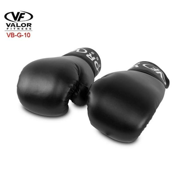 Valor Fitness VB-G-10 Gants de Boxe 10oz - Noir &amp; Cuir de Polyuréthane