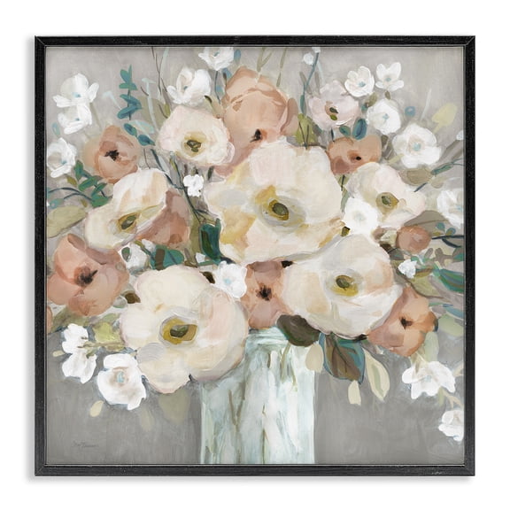 Stupell Industries Shabby Chic Bouquet of Pastels Black Framed Giclee Art, 12 x 12, by Carol Robinson