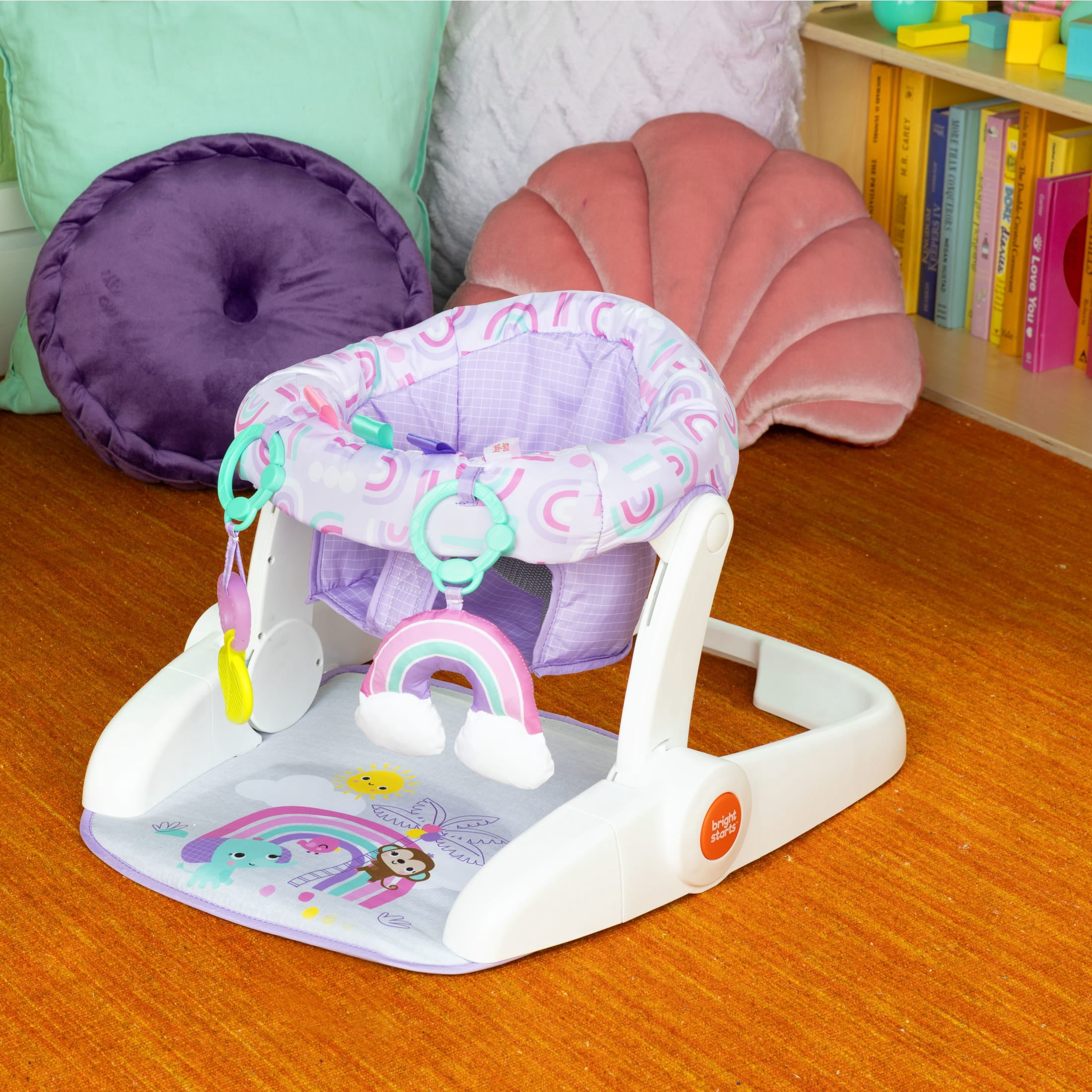 Bright Starts Learn-to-Sit 2-Position Floor Seat - Purple Paradise, Unisex, Infant