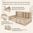 thumbnail image 4 of Miniyam Twin Size Floor Bed, Kids Wood Bed Frame with Guardrails, Side Bookshelf, Natural, 4 of 7