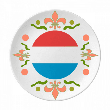 

Luxembourg National Flag Europe Country Flower Ceramics Plate Tableware Dinner Dish