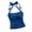 Blue, variant on Women Ruched Halter Sleeveless Crop Top Solid Casual Trendy Beach Vacation Holiday Slim Tank Tops, Orange XXL