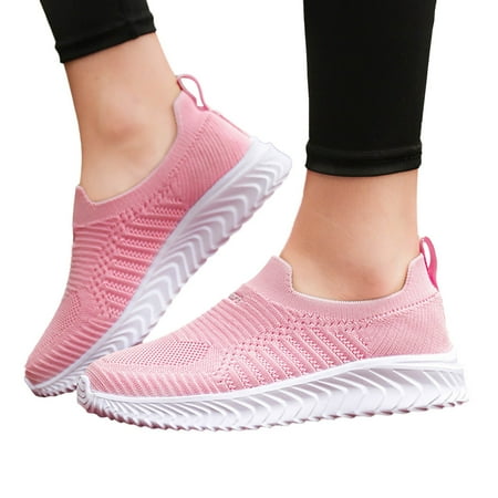 Mepaouo Men s Hands Free Slip-on Loafers Laceless Couple Walking Shoes Womens Knit Casual Sneakers