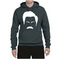 thumbnail image 2 of Wild Bobby, White Parks and Rec Fans Ron Swanson Mustache Face Silhouette, Pop Culture, Unisex Graphic Hoodie Sweatshirt, Charcoal, 3X-Large, 2 of 4