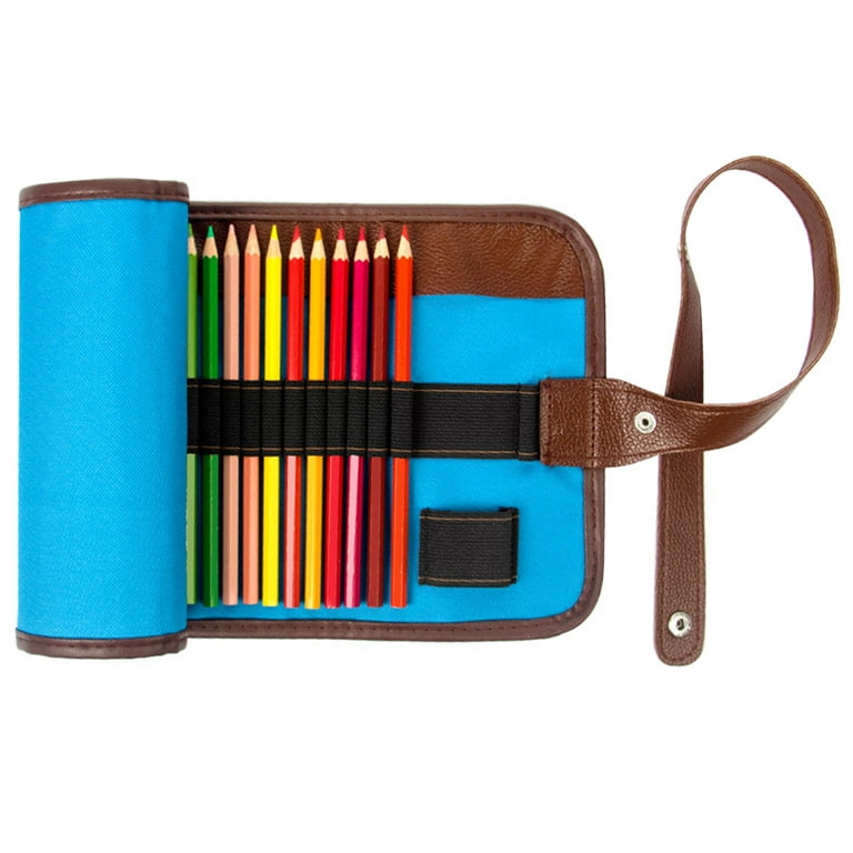 SOAC Rollup Pencil Case Colored Pencils Wrap Case Holder Canvas Storage Pouch Organizer with 36 Slots (Blue), Multicolor