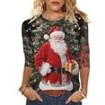 thumbnail image 2 of Cadancy Christmas Sweatshirt for Women 3/4 Sleeve Holiday Party Blouses Pullover Fashion Funny Xmas Tops Casual Crewneck Santa Claus Print Shirts, 2 of 7