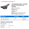 thumbnail image 2 of Left Headlight Assembly - Compatible with 2019 - 2022 Toyota Prius Hatchback 2020 2021, 2 of 2