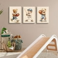 thumbnail image 2 of 3 Pcs Nursery Bear Wall Art Boys Sports Canvas Wall Decor Vintage Cute Animal Poster Prints Kids Room Painting Pictures for Living Room Bedroom (12x16in Poster), 2 of 7