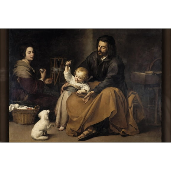 24"x36" Gallery Poster, La Sagrada Familia del pajarito, Bartolome Estaban Murillo 1645-1650