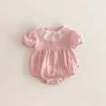thumbnail image 1 of Ropa de verano para bebés de 0 a 2 años, mono bonito para niñas, mono de encaje con cuello de hoja de loto, mono infantil de una pieza para niños pequeños, 1 of 6