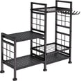 thumbnail image 3 of 5 Tier Garden Tool Organizer, Metal Yard Tools Storage Rack, Garage Storage and Organization, Heavy Duty Garden Tool Organizer for Garage, Yard, Patio, Shed, Indoors and Outdoors, Black, 3 of 18