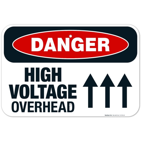 High Voltage Overhead Sign, OSHA Danger Sign,
